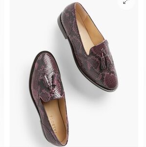 Talbots Leighton Brogue Tassled Embossed Loafers - black & purple